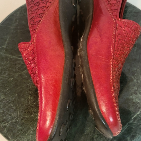 Sesto Meucci  Genuine Woven Leather Red  Loafers Sz, 11 - Picture 7 of 9